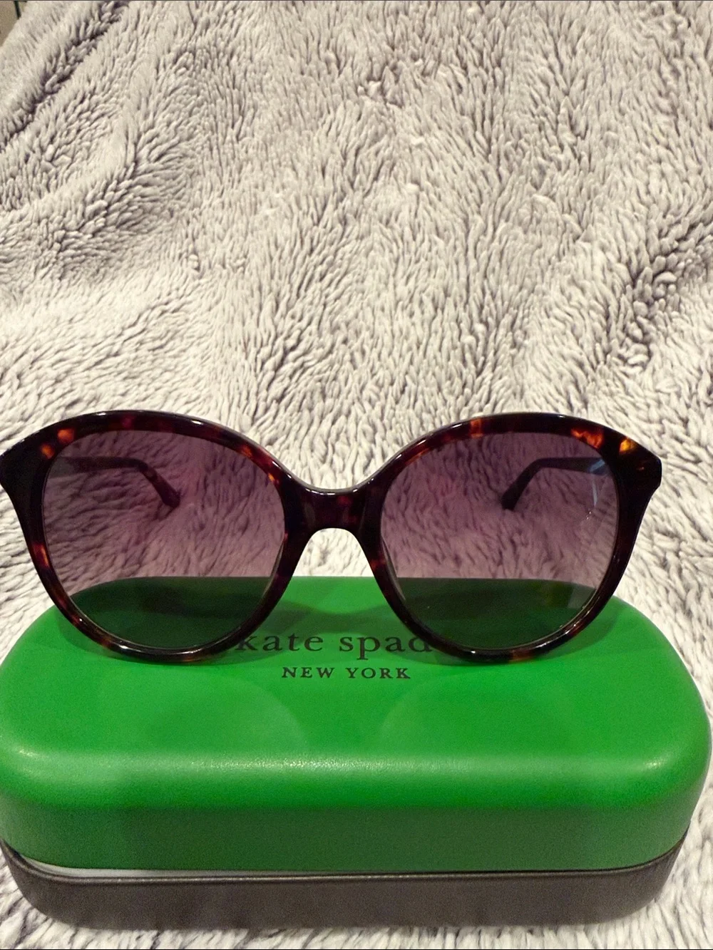 kate spade tortoise shell oversized sunglasses with purple gradient lenses